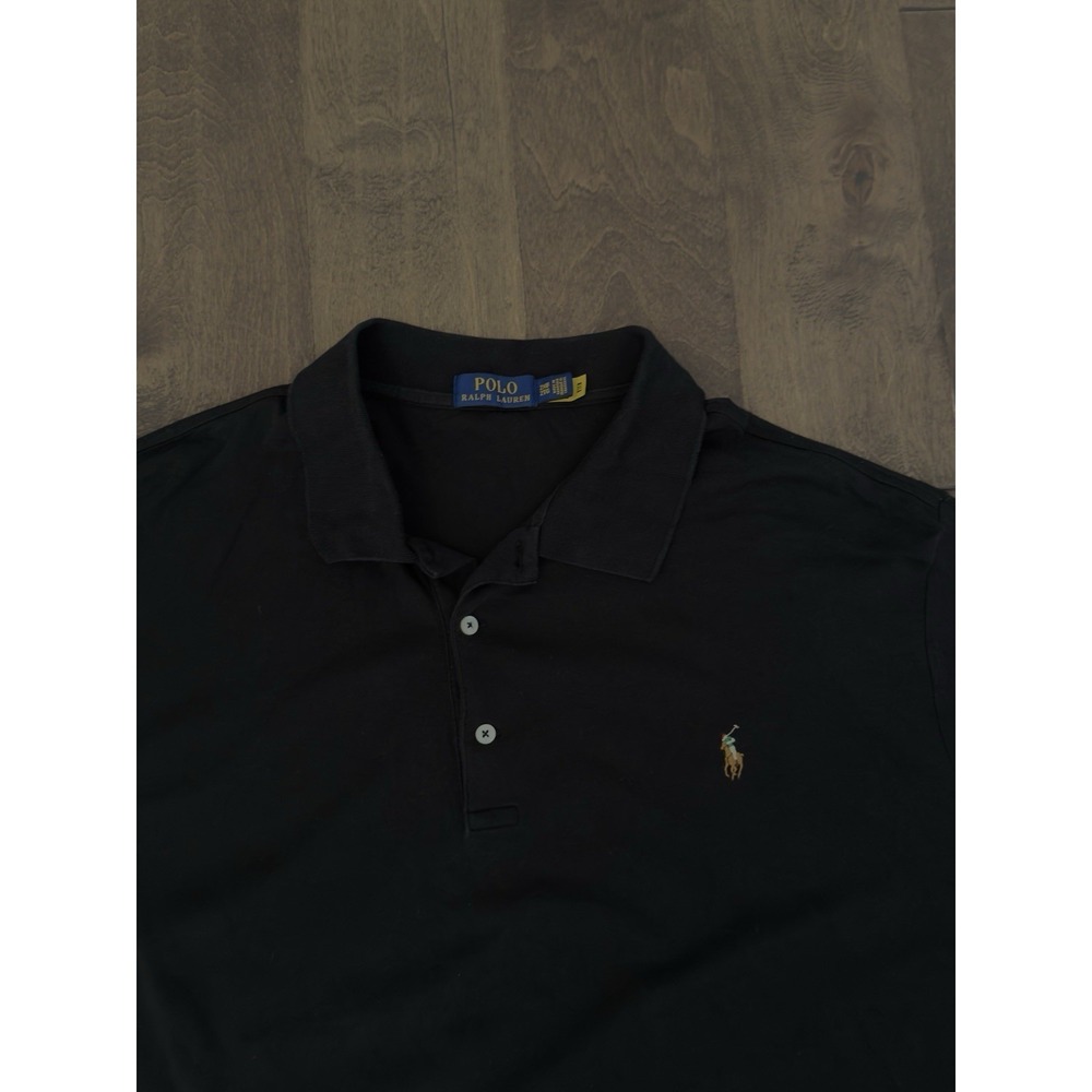 Ralph Lauren Mens Short Sleeve Black Classic Fit Polo Shirt Size 2XB Flesh Pony